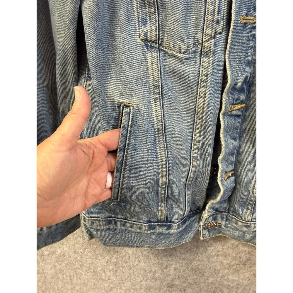 H&M &Denim Light Wash Jean Trucker Jacket Womens Size 8‎ Blue Cotton Classic